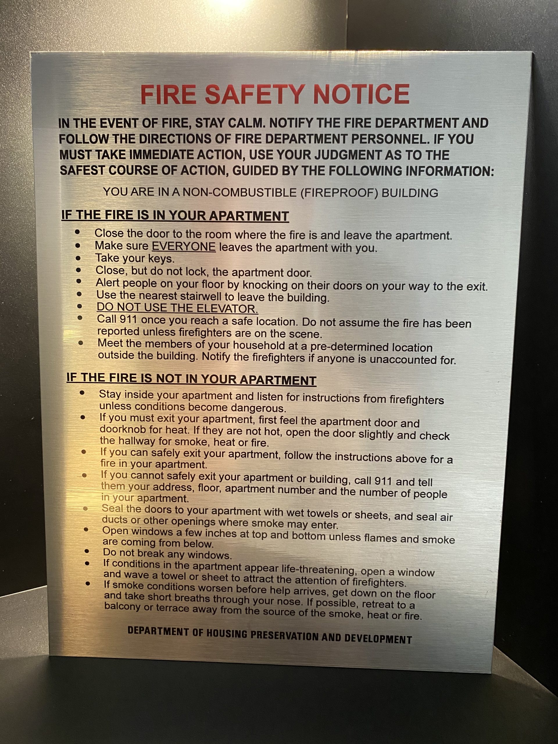 fire safety notice