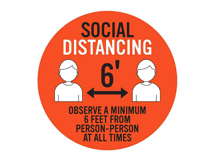 6 feet ahead social distancing frame sign