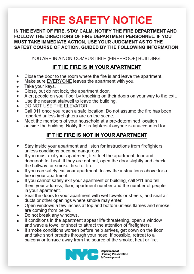 fire safety notice