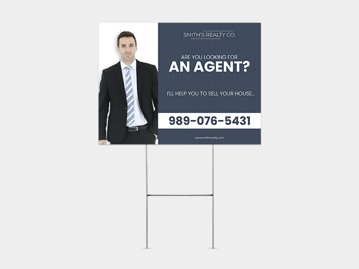 real estate agent yard sign