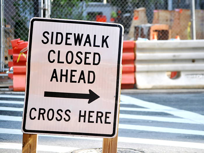 Sidewalk Closed Road Sign