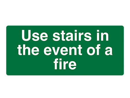 use stairs in the event of a fire fire evacuation sign